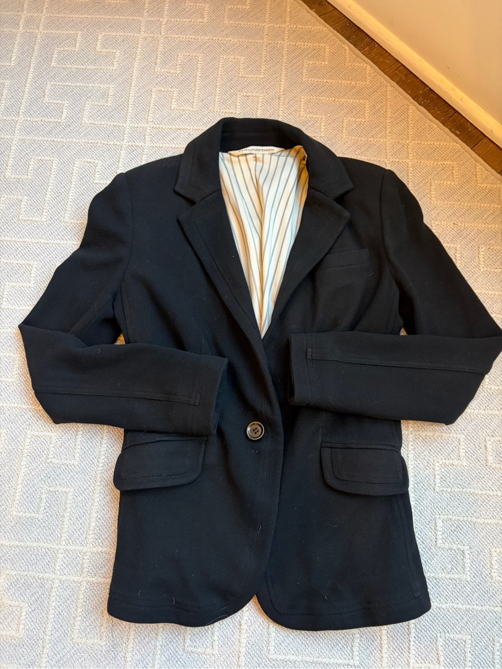 Diane Von Furstenberg Black Tailored Single-Button Blazer